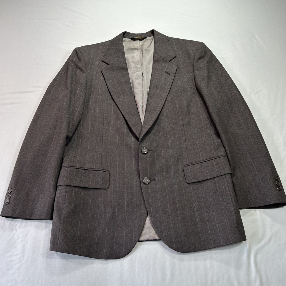 VINTAGE‎ Johnny Carson Blazer Mens 42 Pinstripe Wool Sport Coat Classic USA 90s